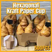P&P 500Pcs Kraft Paper Snack Cups Disposable French Fries Containers For Party Use