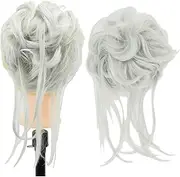 Hairpiece Messy Hair Bun Piece Updo Long Scrunchies Wrap Ponytail Extension Wavy Hairpieces Chignon Headband Daily Use(Dark Brown)