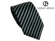 Giorgio Armani 360087 1A915 00020 Black Grey X White Regimental Striped Pattern