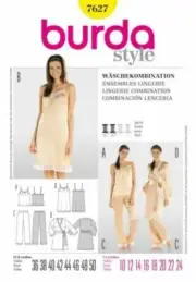 BURDA 7627 LINGERIE NIGHTGOWN PYJAMAS Sewing Pattern Sizes 10 - 24 Skill: EASY