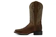 Ariat Ladies Round Up Wide Square Toe Western Boot 10008528 Powder Brown Non-Safety Leather Cowboy Boot for Riding, Ranch Life, and Country Style