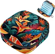 Period Bag,Sanitary Napkin Storage Bag,Floral Plant Tropical Jungle,Tampon Bag for Purse