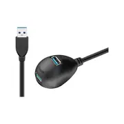 Goobay USB 3.0 Hi-Speed Extension Cable with Desktop Foot 3M for USB Sticks/Bluetooth Dongles/Card Readers - Black