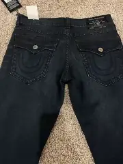 #263 new TRUE RELIGION GENO Flap Big T Relaxed Slim Blue Jeans Men 32x32 $199