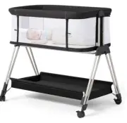 Baby Bassinet Bedside Sleeper with Wheels and Storage Tray