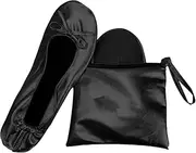 [Generic] Roll Up Satin Shoes After Party With Foldable Bag - Ballet Pumps for Women (US Footwear Size System, Adult, Wide, 7, 8)