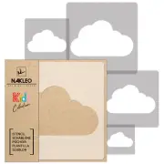 5x reusable PLASTIC Stencils / 13.4" to 3.5" / Nursery KIDS Template // CLOUDS