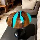 Round Epoxy Coffee Table Console Bar Computer Desk Interior Furniture Home Decor