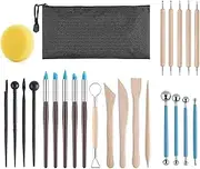 25Pcs Ceramic Clay Tools Kit, Pottery Tools Clay Sculpting Shapers Carving Tool Set with Wooden Handles for Carving, Ceramics, Molding, DIY (25Pcs)