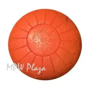 MPW Plaza Pouf, Orange, Moroccan Leather Ottoman (Un-Stuffed)