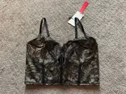 Popilush Women’s Black And Gold Lace Corset Size S