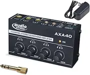 AXA40 Mini 4 Channel Combination 1/4" and 3.5mm TRS Stereo Headphone Amplifier w/Two 3.5mm and Two ¼” TRS Stereo Outputs Includes 12V Power Supply and One 3.5mm to ¼” Audio Adapter