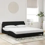Bed Frame Velvet King Size, Modern Platform Bedframe with Plywood Slats for Excellent Support, Black, Bedroom Furniture