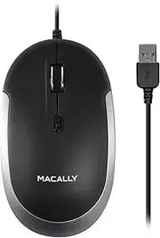 MacAlly Macally Dynamouse-Sg USB Optical Silent Click Mouse with 2 Buttons, Scrollwheel and Dpi Button for Mac and Pc, Space Gray