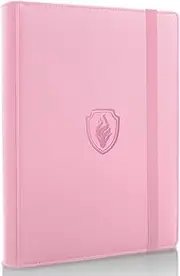 Trading Card Binder 9 Pocket, Fabmaker PU Cover Card Collection Binder for 360 Cards, Premium Card Book, Sturdy Card Holder Folders, Card Album for YuGiOh, MTG, TCG, Game & Sports Cards, Pink