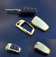 GOLD Audi Remote Flip Key Cover Case Skin Shell Cap Fob Protection Hull S Line - (for: Audi)