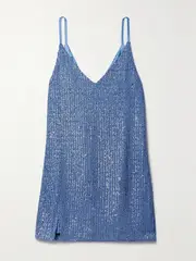 [IN THE MOOD FOR LOVE] IN THE MOOD FOR LOVE - New York Sequined Tulle Mini Dress - Blue - medium medium Blue