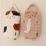 日本【HAPINS】FUKUFUKU NYANKO 可掛式面紙套 絨毛貓咪 衛生紙套 面紙套【時時購-居家生活選物店】