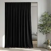 [StangH] Extra Wide Black Velvet Curtains for Theater, Luxury Room Darkening Thermal Insulated Window Drapes Privacy Room Dividers for Doorway Bedroom Office, W100 x L84, 1 Panel
