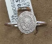 10k White Gold Diamond Halo Vintage Oval Promise Engagement Promise Bridal Ring