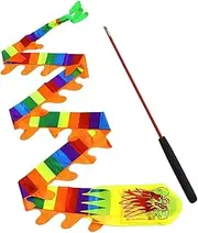 Dragon Dance Silk Flexible Rotating Dance Ribbons Streamers Rainbow Streamers Dragon Pattern Gymnastics Ribbons for Kids Outdoor Exercise Fitness (Color : Colorful, Size : 3m)