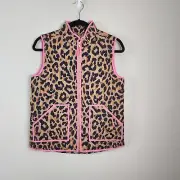Crewcuts by J.Crew factory girls sz 14 animal print leopard vest pink trim