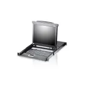 Aten Rackmount KVM Switch Single Rail 8 Port VGA PS/2-USB w/ 19' LCD Display, 2x Custom KVM Cables, 1280x1024@75hz Display, LED Illumination