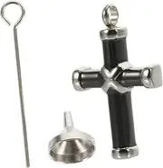 FONDOTIN 1 Set Pet Ash Necklace Kit with Funnel Needle Cross Pendant for Memorial Jewelry DIY Keepsake for Loved Ones for Birthdays Festivals