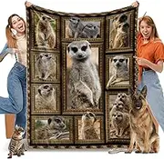 Meerkat Gifts for Women Men, Meerkat Print Fleece Throw Blanket, Soft Cozy Flannel Blankets and Throws for Couch Bed Sofa Living Room Decor, Lightweight Warm Plush Blanket for All Season 60" x 80"