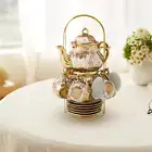 Porcelain Tea Set Coffee Cup/teacup, Saucer, Spoons, Teapot and Storage