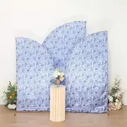 3 Satin BLUE Chiara Backdrop Floral Print Wedding Arch STAND COVERS Party Decor