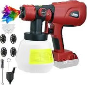 Cordless Paint Sprayer for 18V/20V Max Battery, HVLP Brushless Spray Gun with 4 Nozzles & 3 Patterns for Painting Walls, Furniture, Gardens, Cabinets, Ceilings(Battery not Included)