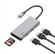 Belkin USB C Hub, 5-in-1 MultiPort Adapter Dock with 4K HDMI, 2 x USB A 3.1, SD Card Slot and microSD for MacBook Pro, Air, iPad Pro, XPS and More, (PVC002)