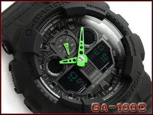 【紐約范特西】現貨 CASIO G-Shock GA-100C-1A3 手錶 消光 雙顯 潮流重裝錶 黑綠 指針