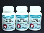 HAIR SKIN NAILS with BIOTIN 5000 mcg Dietary Supplement 72 tablets Lot of 3