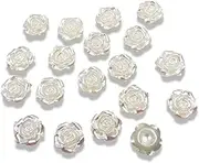 50pcs Round Ivory Cream Flat Back Pearl Flower Rose 12mm AB Irridescent Embellishments Weddings Crafts