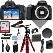Canon EOS 250D BODY Bundle: Sturdy Tripod, 64GB Memory Card, USB Reader + More