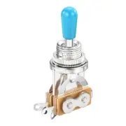 3 Way Short Straight Guitar Toggle Switch Silver with Blue Tip Knob Caps
