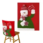 Christmas Chair Cover Santa Snowman Dining Removable Chair Back Cover for Xmas Home Holiday Decoration-Snowman