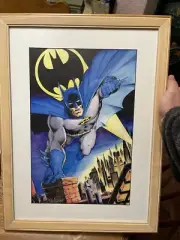 Batman original lithograph signed by Nelson Faro DeCastro. 1 of 1 framed.