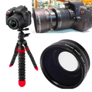 WIDE ANGLE LENS + 12" FLEX TRIPOD FOR Canon Rebel EOS T3 T3I T4 T5 T6 7D 6D T7