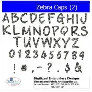 Embroidery Design Set - Zebra Caps(2) - 44 Designs - 9 Formats - USB Stick