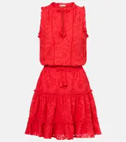 [Poupette St Barth] Poupette St Barth Clara broderie anglaise cotton minidress AU 6 red