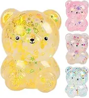 Squishy Bear Fidget Toys, 4 Pieces Gummy Bears Squishy Fidget Toys, Cute Bear Shaped Squeeze Ball, Stretchy Squeeze Bear for Boys and Girls, Easter Stretchy Bear Stress Relief Toy for Kids