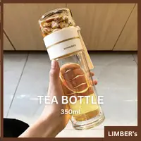 在飛比找蝦皮購物優惠-350ml Ins風格雙層玻璃瓶可愛創意茶瓶水瓶花茶瓶