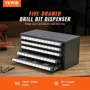 Drill Bit Dispenser Cabinet Five-Drawer Drill Bit Organizer Cabinet for 33/64" to 63/64" Steel Drill Dispenser Organizer Cabinet with Labels Stackable