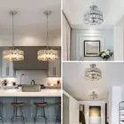 Height Adjustable Ceiling Lamp Crystal Drum Chandelier Pendant Light Living