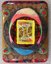 WHEAT PENNY KING OF HEARTS: Original Art Vintage Card & Coins 2024 Glenn Shiring