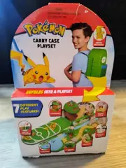 NEW Pokemon Carrying Case Medium Playset Portable Backpack & 2" Pikachu Figure