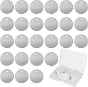 Fesorsi 25 Pack Dog Tag Blanks,Round Aluminum Blank Tags,Engravable Metal Keychain Blanks Pet ID Tag Discs Dog Name Tags Personalized for Laser Engraving,Stamping,Jewelry Making Crafts Silver Dog Tag
